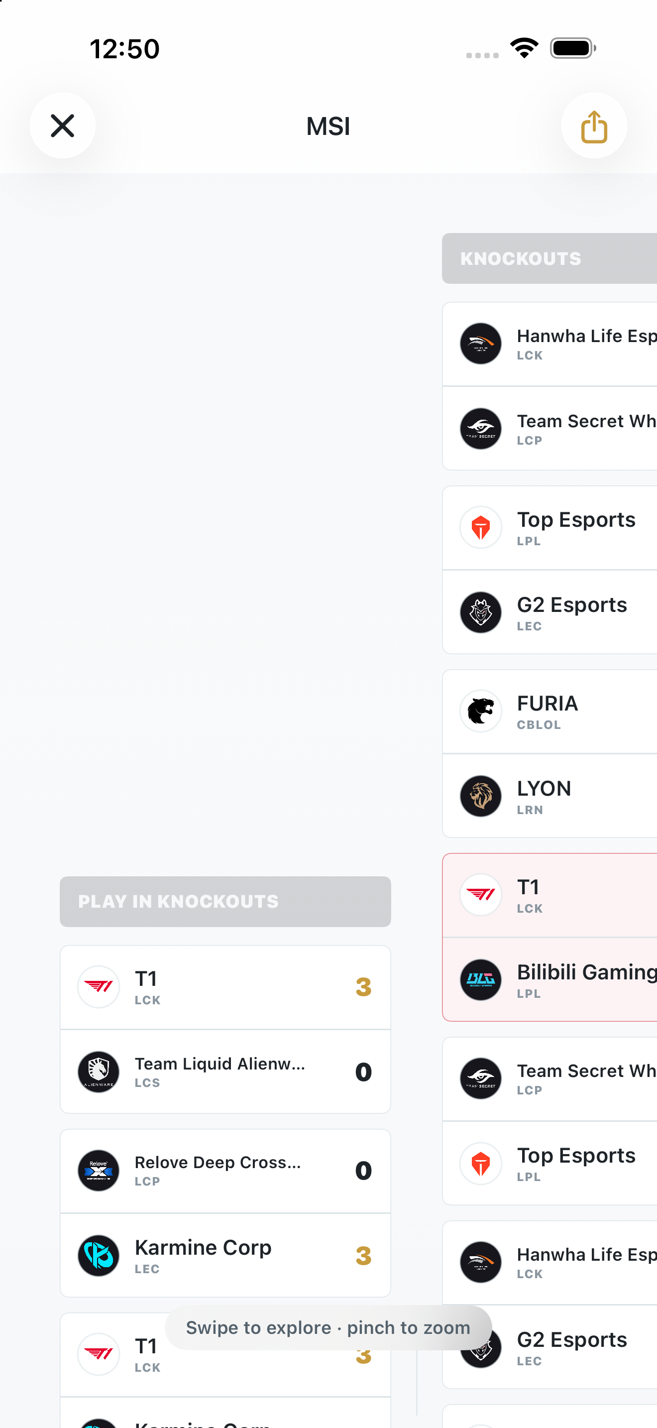 Tournament bracket